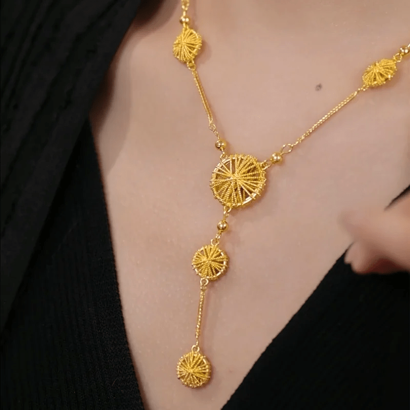 Gold Circle Tassel Necklace - Zambeel