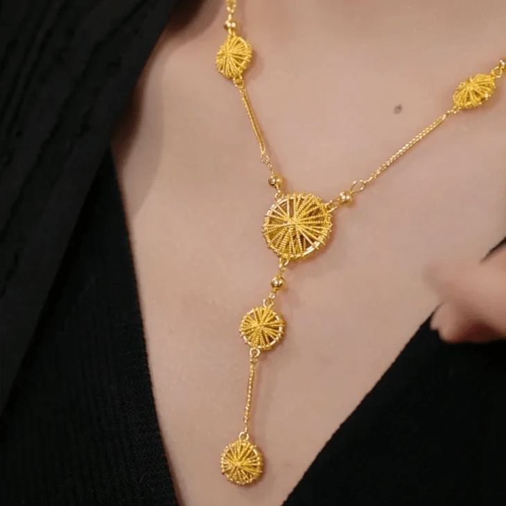 Gold Circle Tassel Necklace - Zambeel