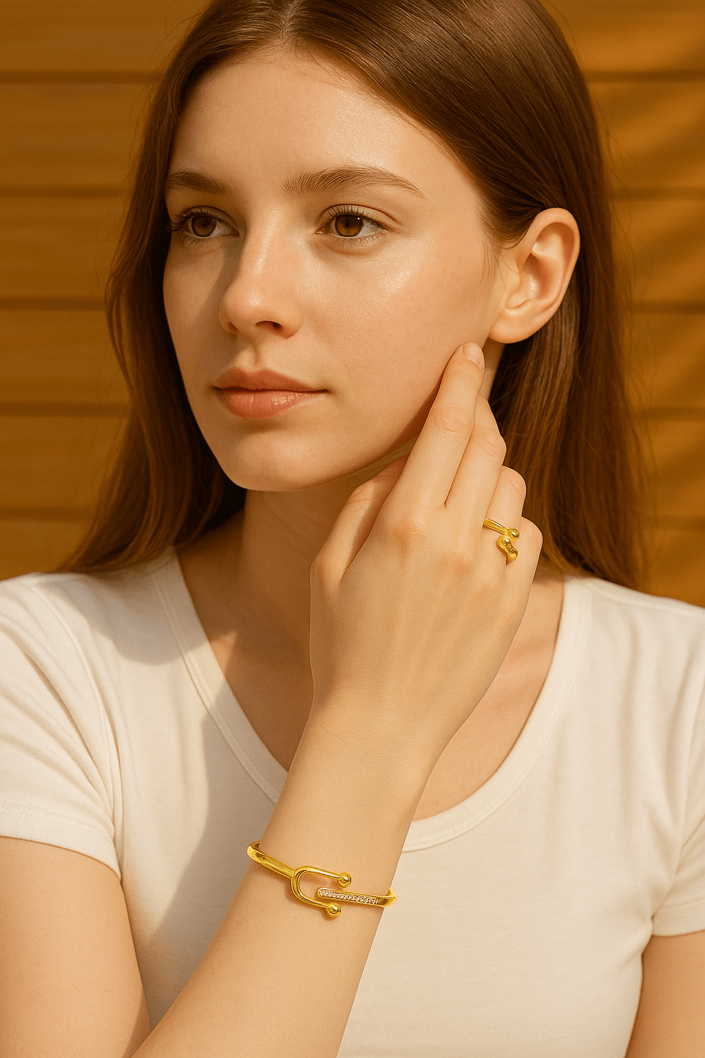 Gold - Plated Bracelet & Ring Set - Zambeel