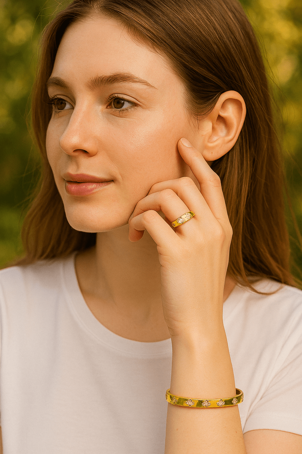 Gold - Plated Bracelet & Ring Set - Zambeel