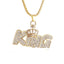 Gold Plated Crown KING Letter Hanging Necklace - Zambeel