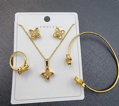 Gold Plated Four - Leaf Clover Jewelry Set - Zambeel