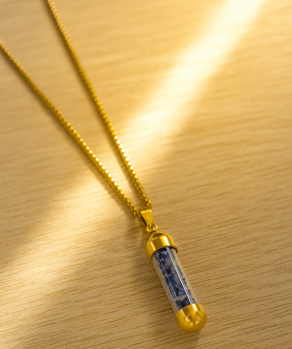 Gold - Tone Cylinder Stone Pendant Necklace - Zambeel