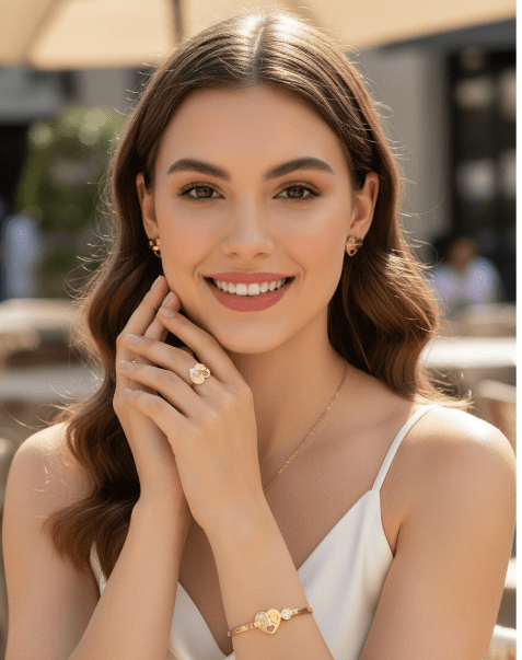 Golden Heart Lock Jewelry Set - Zambeel