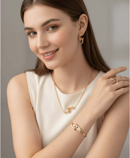 Golden Knot Link Jewelry Set - Zambeel