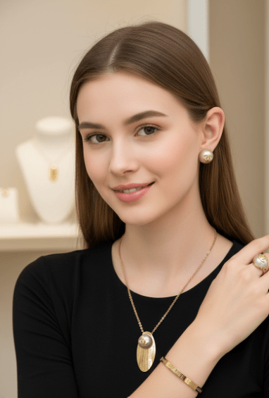 Golden Pearl Emblem Jewelry Set - Zambeel