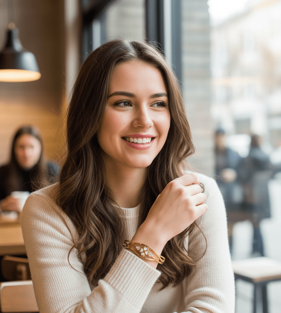 Golden Petal Hearts Bangle - Zambeel