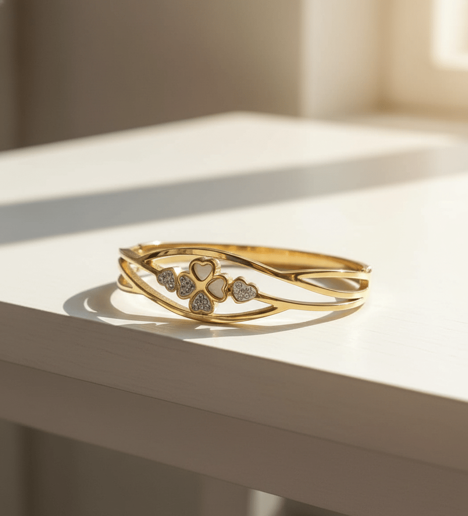 Golden Petal Hearts Bangle - Zambeel