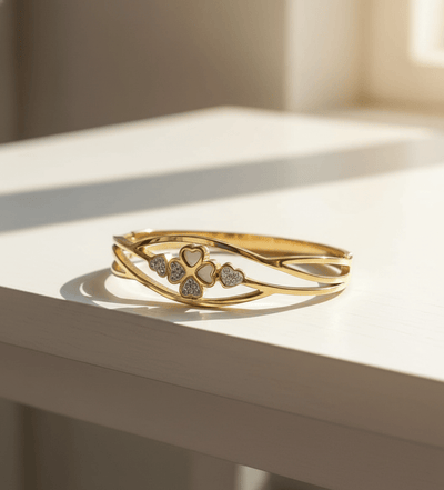 Golden Petal Hearts Bangle - Zambeel
