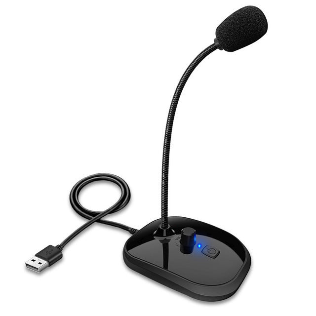 Gooseneck Computer Microphone USB Sound Card Monitor - Zambeel