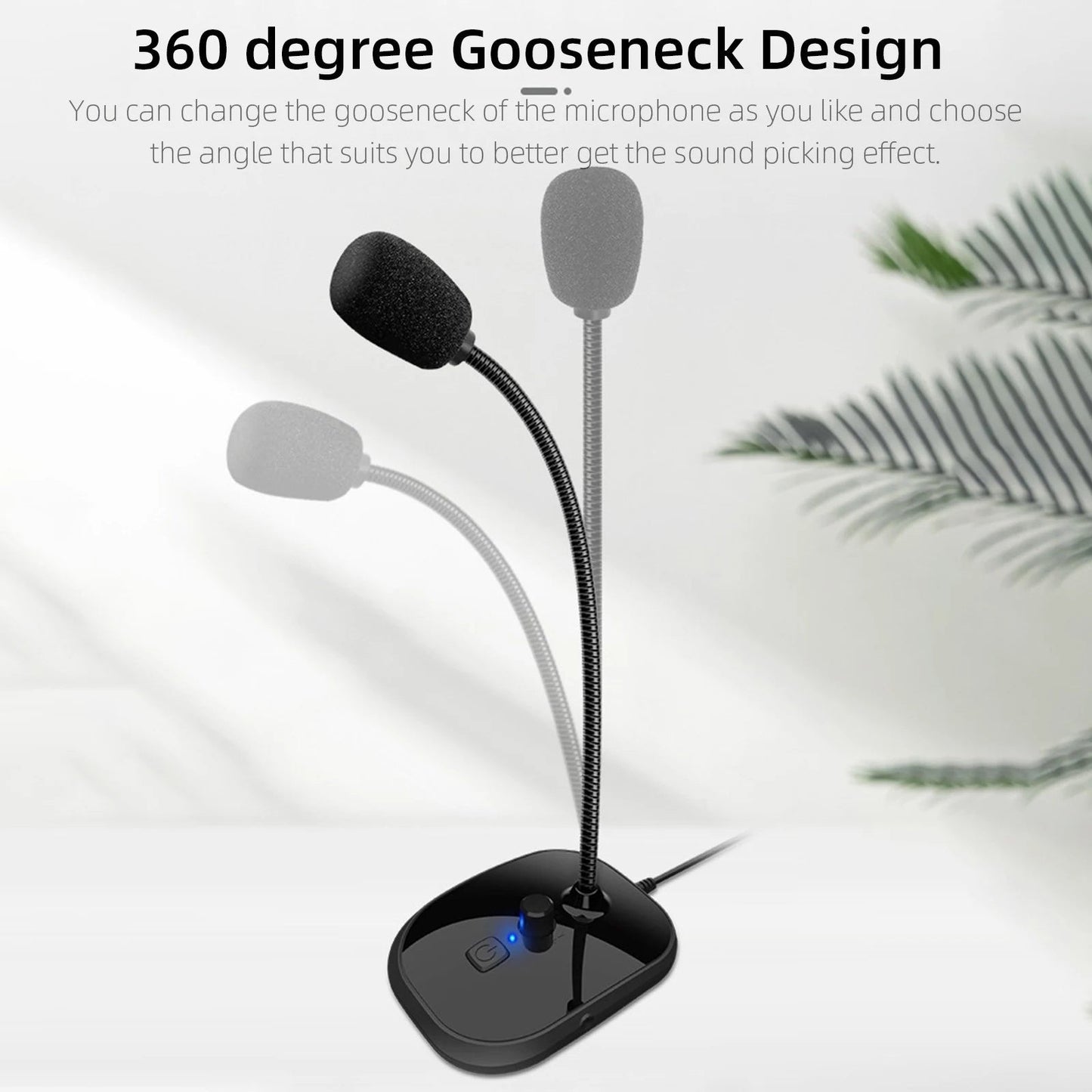 Gooseneck Computer Microphone USB Sound Card Monitor - Zambeel