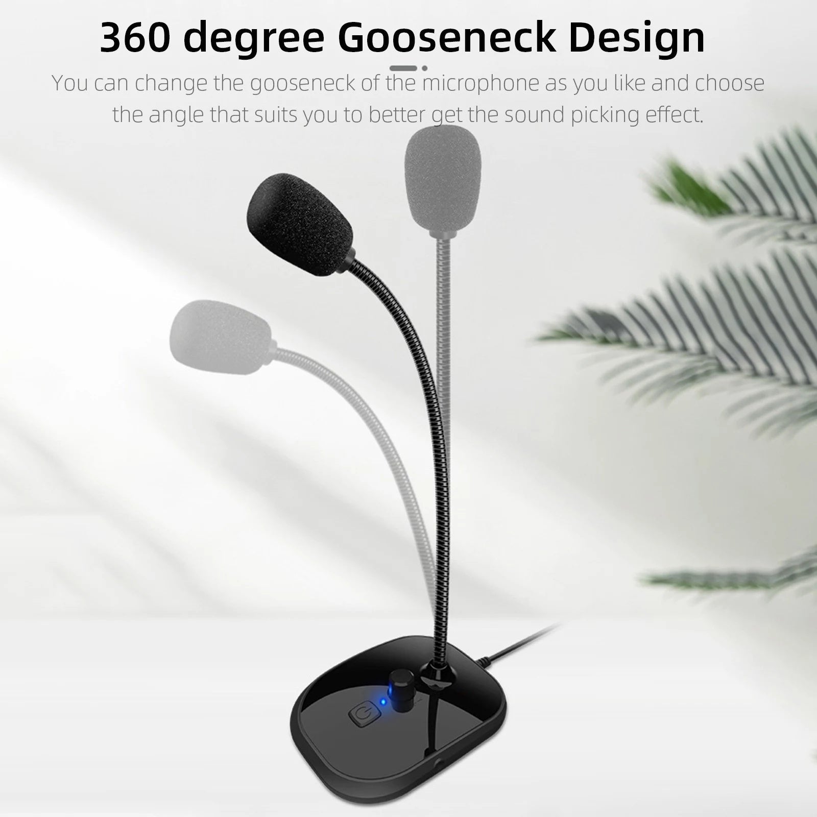 Gooseneck Computer Microphone USB Sound Card Monitor - Zambeel