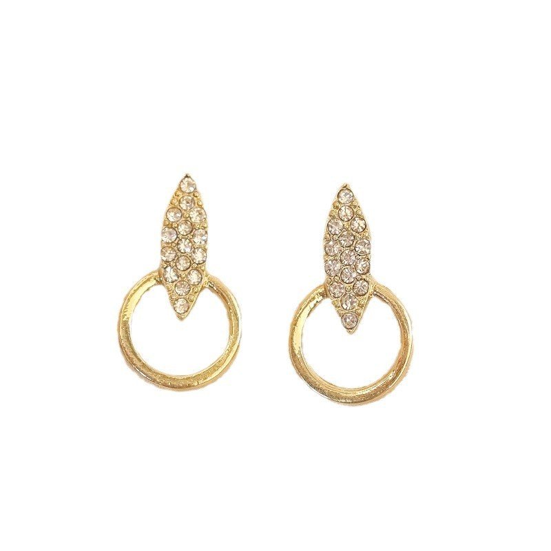 Graceful Geometric Stud Diamond Circle Design High - Grade Earrings - Zambeel