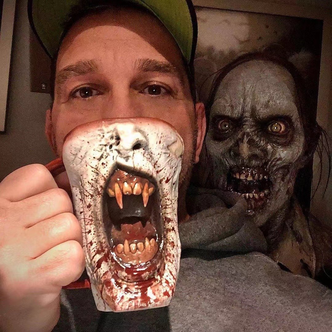 Handmade Gothic Vampire Half Face Mug - Zambeel