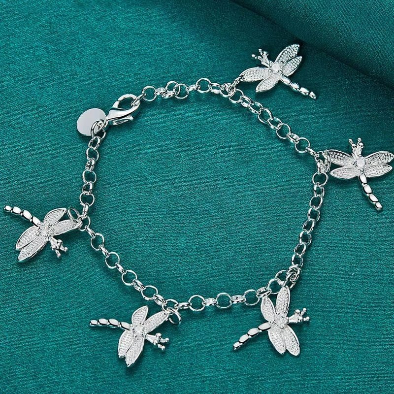 Hanging Five Dragonfly Coil Shrimp Buckle Bracelet For Women - Zambeel