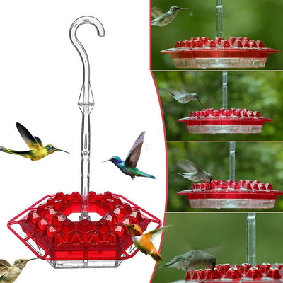 Hanging Red Hexagonal Hummingbird Feeder With Hook - Zambeel