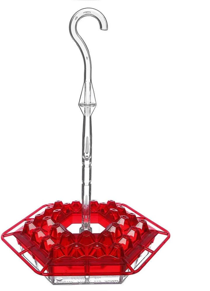 Hanging Red Hexagonal Hummingbird Feeder With Hook - Zambeel