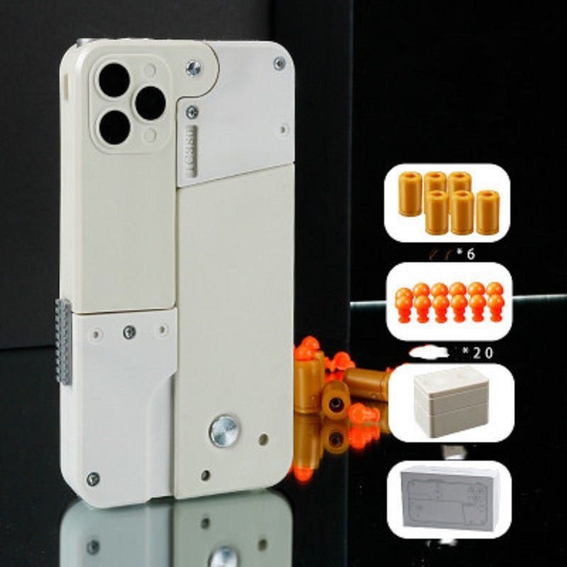 Harmless Folding Pistol Bullet Automatic Shell Throwing Toy Creative Soft Mobile Phone Appearance Gun Outdoor Interactive Kid Gift - Zambeel