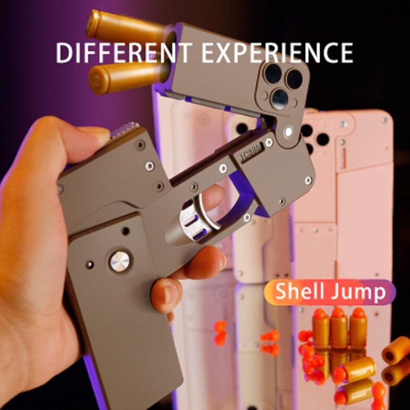 Harmless Folding Pistol Bullet Automatic Shell Throwing Toy Creative Soft Mobile Phone Appearance Gun Outdoor Interactive Kid Gift - Zambeel