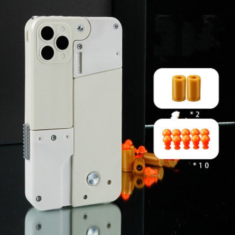 Harmless Folding Pistol Bullet Automatic Shell Throwing Toy Creative Soft Mobile Phone Appearance Gun Outdoor Interactive Kid Gift - Zambeel