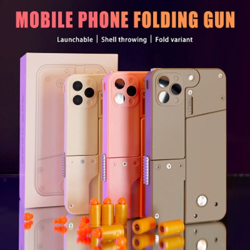 Harmless Folding Pistol Bullet Automatic Shell Throwing Toy Creative Soft Mobile Phone Appearance Gun Outdoor Interactive Kid Gift - Zambeel