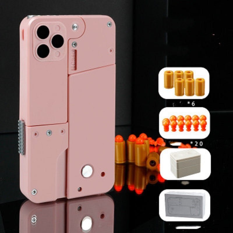 Harmless Folding Pistol Bullet Automatic Shell Throwing Toy Creative Soft Mobile Phone Appearance Gun Outdoor Interactive Kid Gift - Zambeel