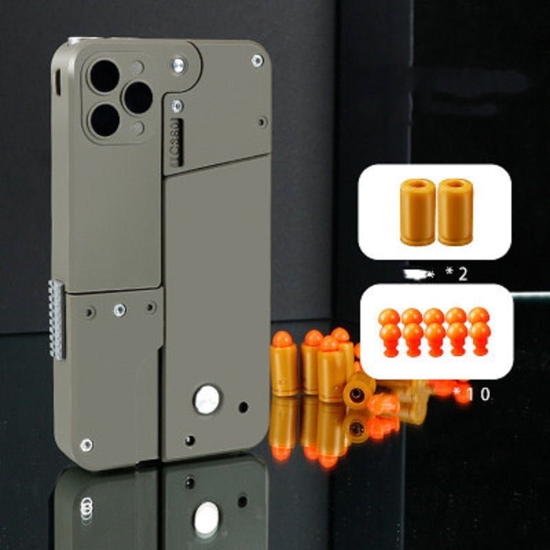 Harmless Folding Pistol Bullet Automatic Shell Throwing Toy Creative Soft Mobile Phone Appearance Gun Outdoor Interactive Kid Gift - Zambeel