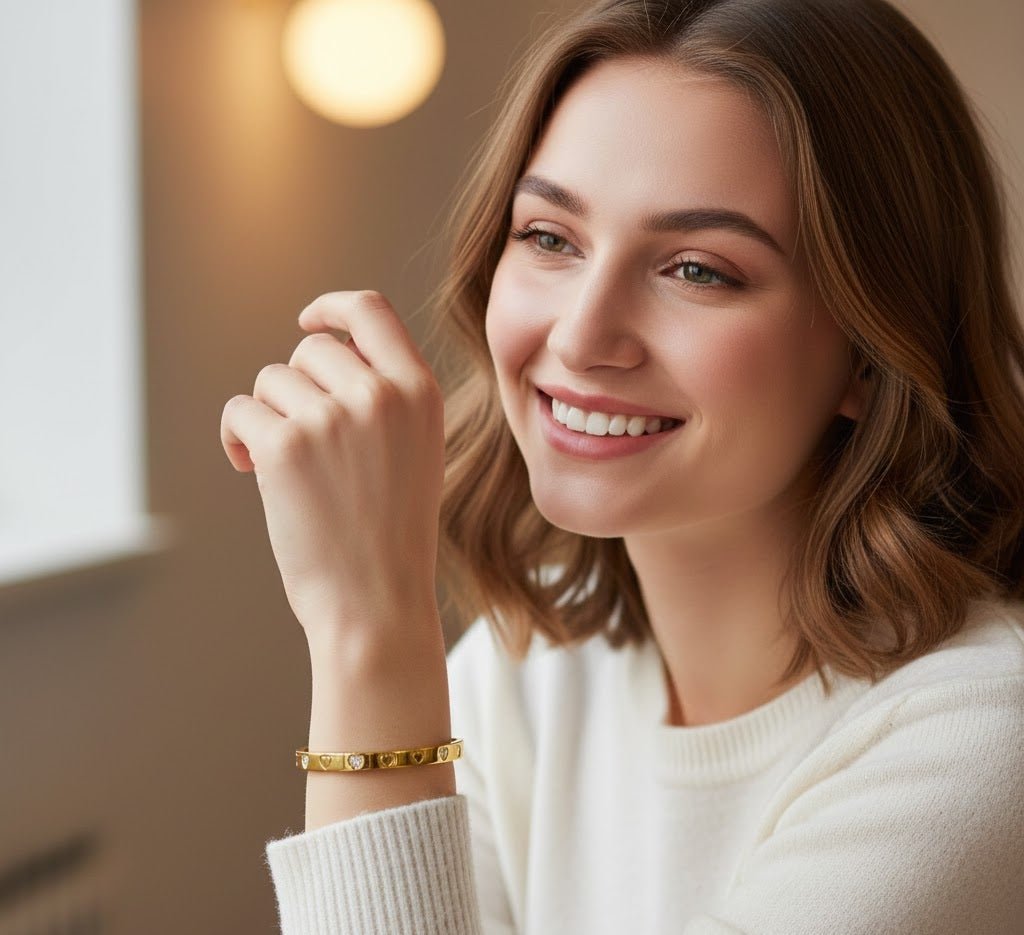 Heart Engraved Silver Bangle - Zambeel