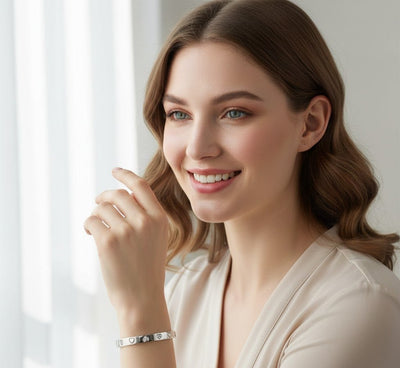 Heart Engraved Silver Bangle - Zambeel