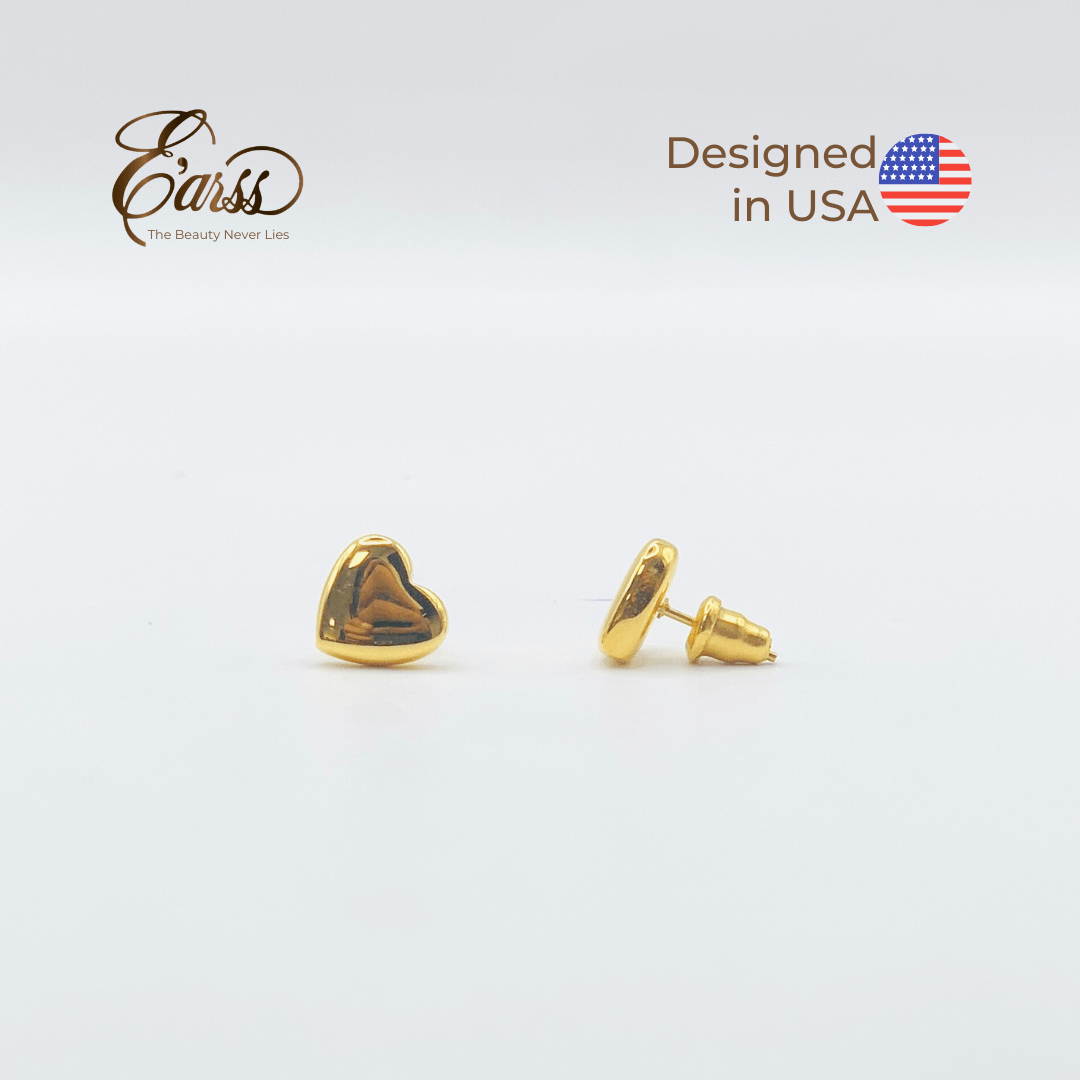Heart Gold Stud | Stainless Steel | 18K Gold Plated - Zambeel
