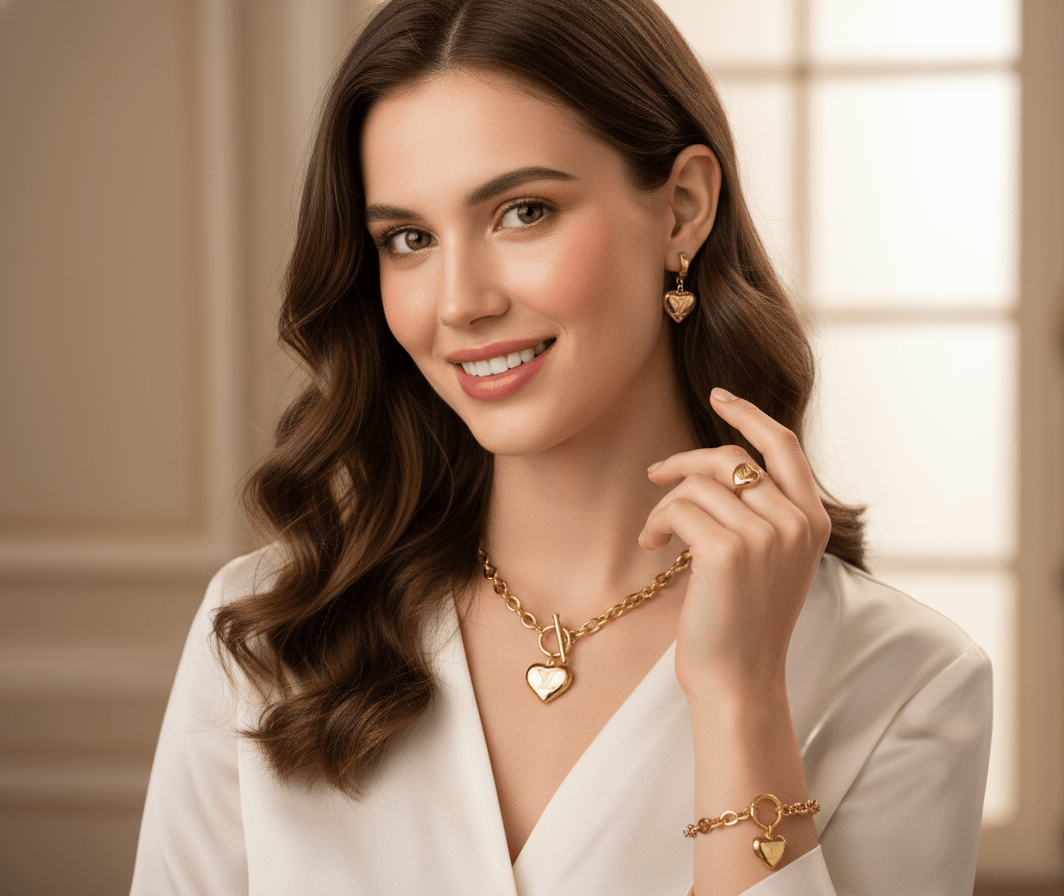 Heart Lock Pendant Jewelry Set - Zambeel