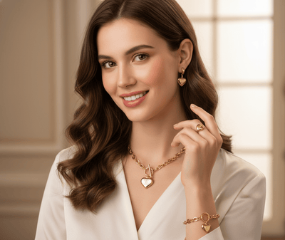 Heart Lock Pendant Jewelry Set - Zambeel