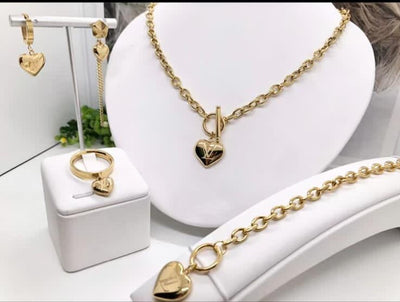 Heart Lock Pendant Jewelry Set - Zambeel