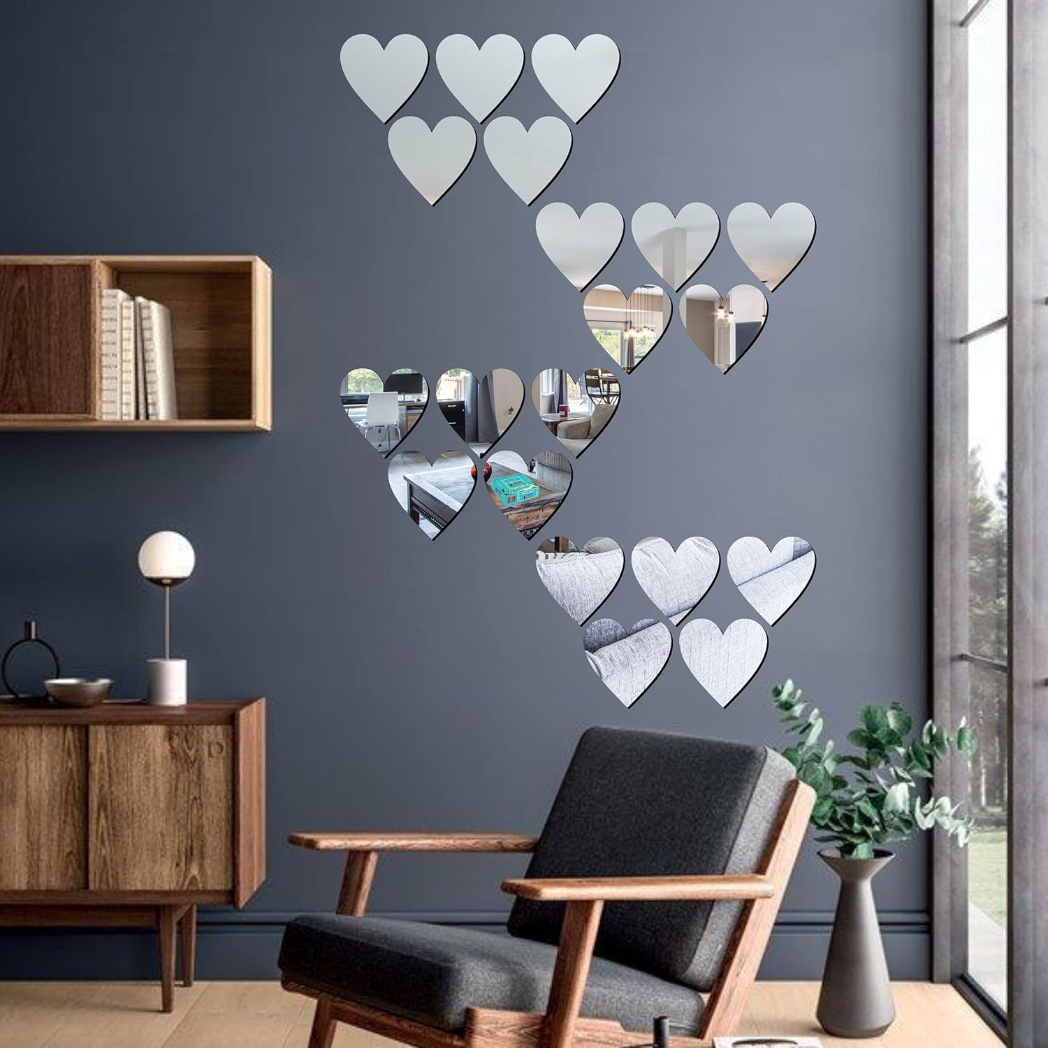 Heart - Shaped Acrylic Mirror Wall Sticker - Zambeel