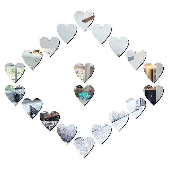 Heart - Shaped Acrylic Mirror Wall Sticker - Zambeel