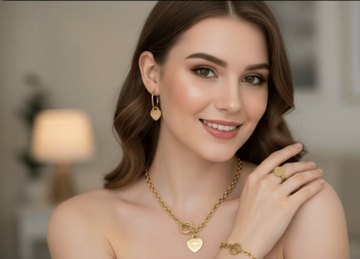 Heart Tag Chain Jewelry Set - Zambeel