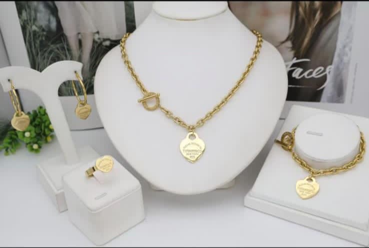 Heart Tag Chain Jewelry Set - Zambeel