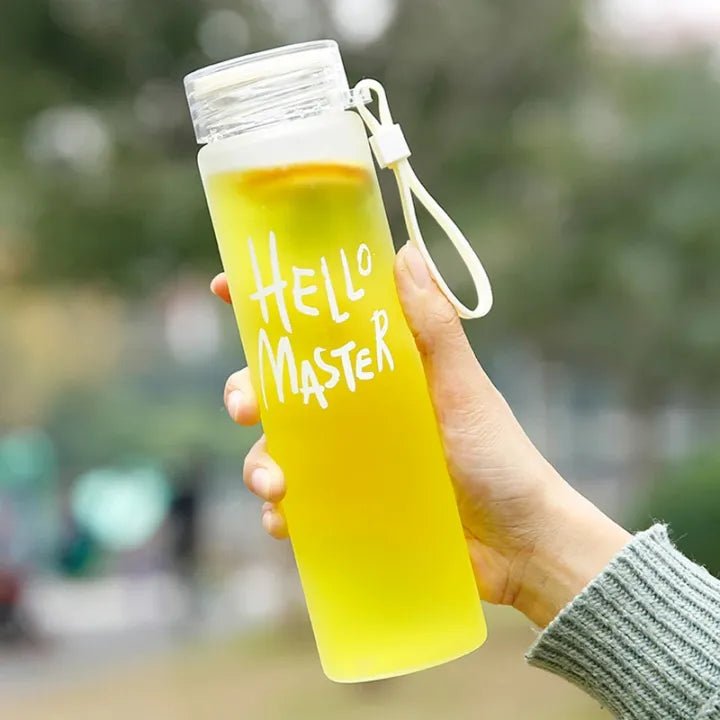 Hello Master Frosted Glass Water Bottle - Zambeel
