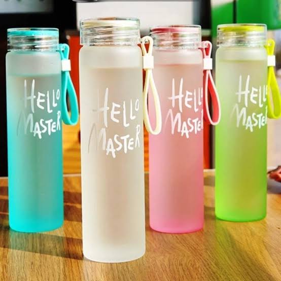 Hello Master Frosted Glass Water Bottle - Zambeel