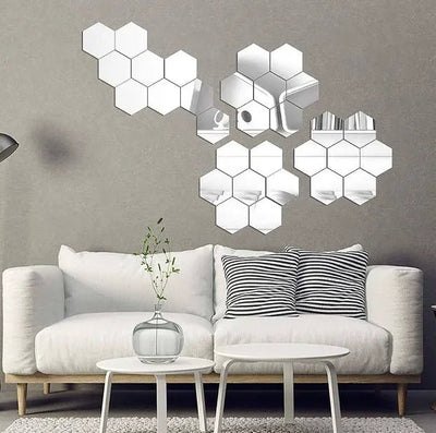 Hexagon Mirror Effect Wall Stickers - Zambeel