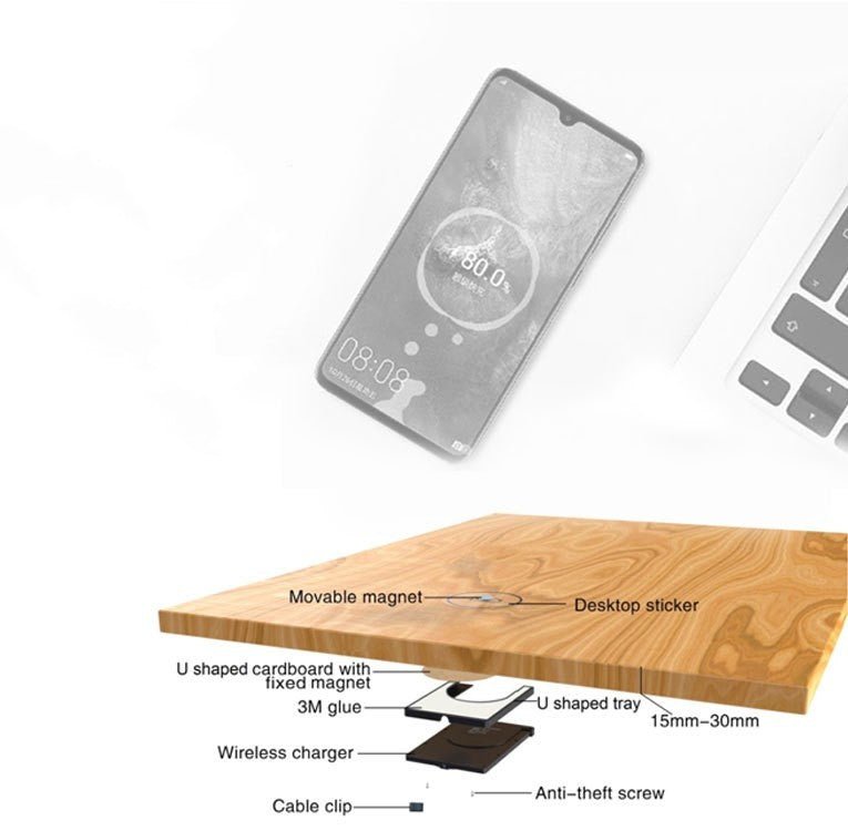 Hidden Desktop Wireless Phone Quick Charger Set - Zambeel