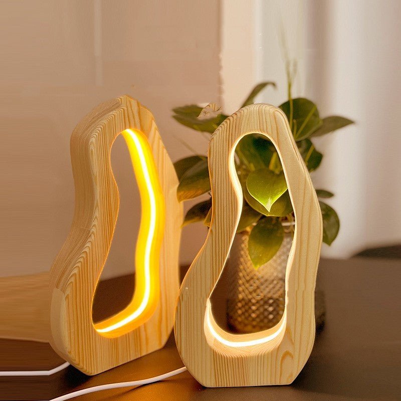 Hollow Design LED Simple Style Desktop Wooden Table Lamp - Zambeel