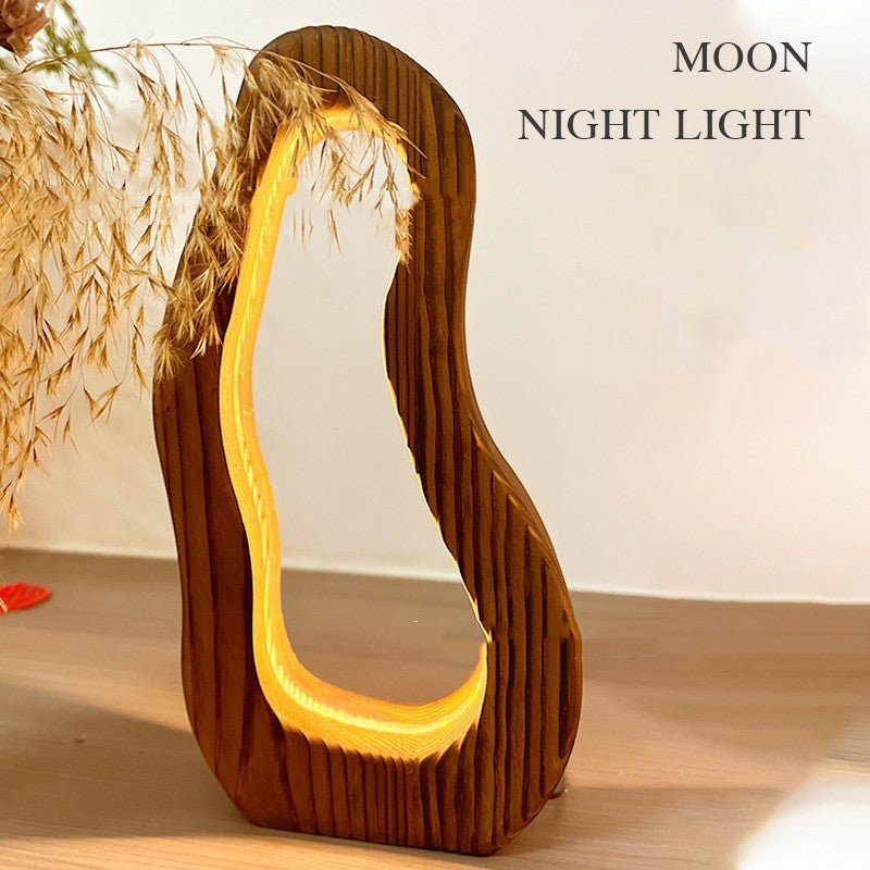 Hollow Design LED Simple Style Desktop Wooden Table Lamp - Zambeel