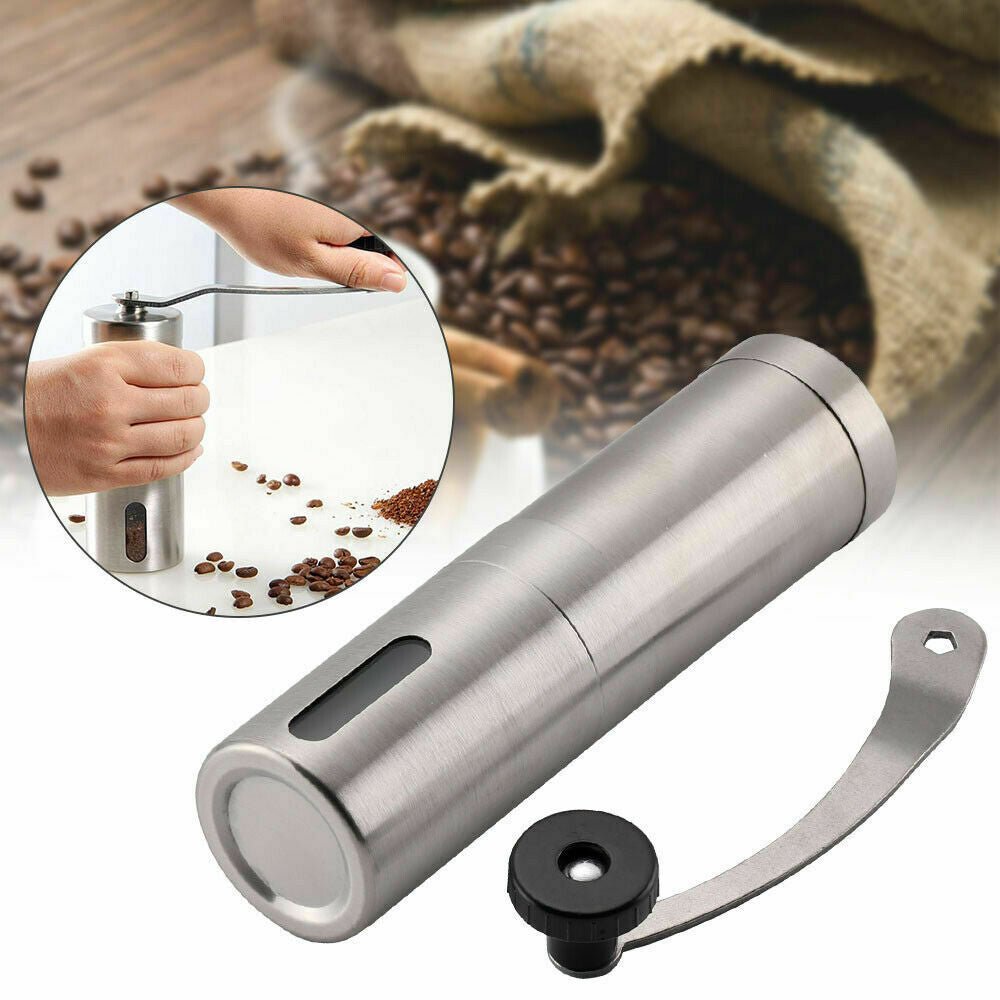 Home Portable Manual Coffee Grinder Stainless Steel with Ceramic Burr Bean Mill - Zambeel