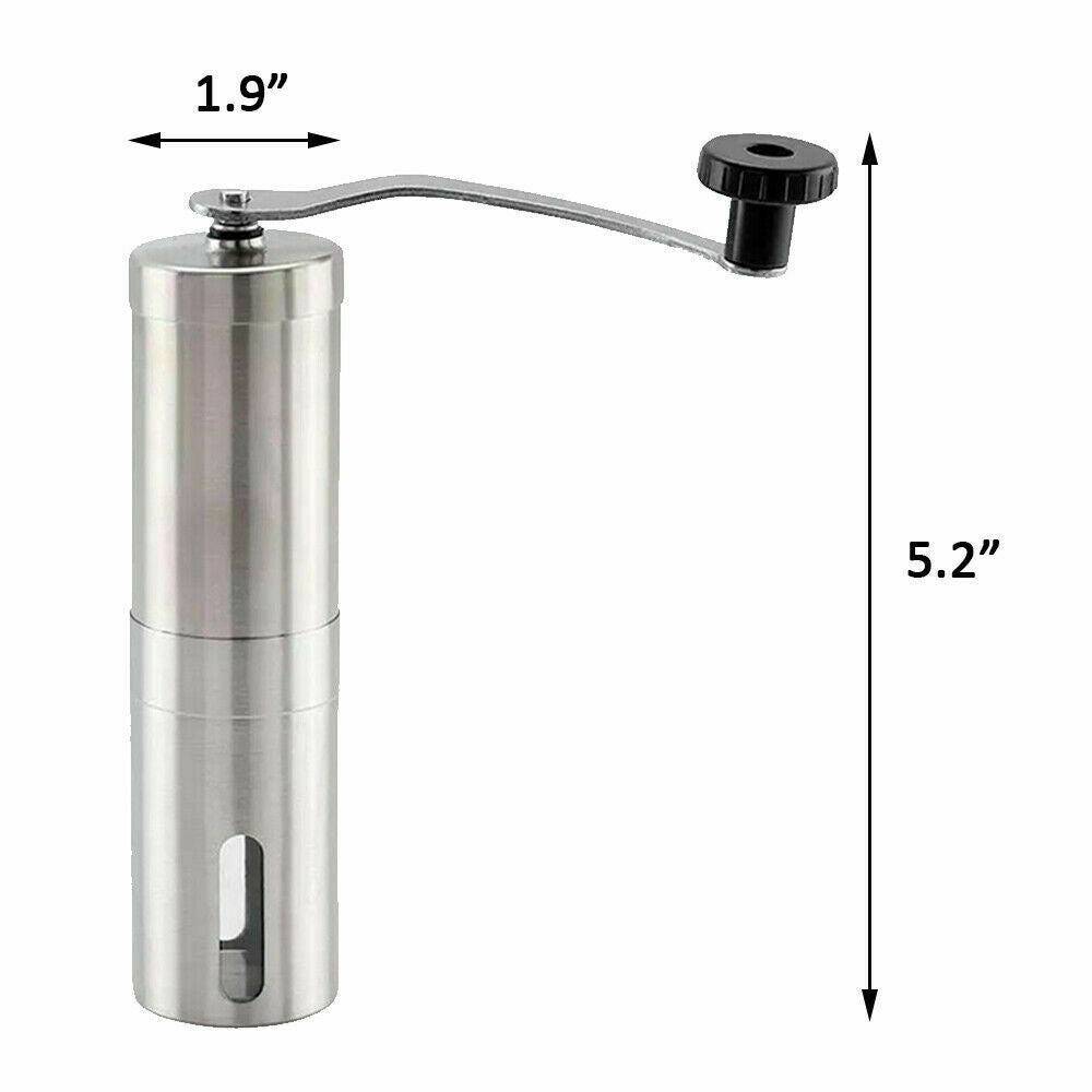 Home Portable Manual Coffee Grinder Stainless Steel with Ceramic Burr Bean Mill - Zambeel