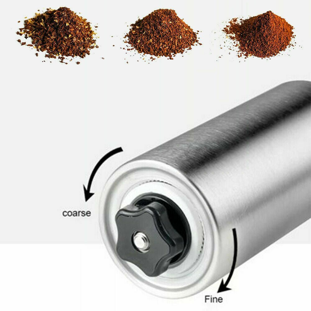 Home Portable Manual Coffee Grinder Stainless Steel with Ceramic Burr Bean Mill - Zambeel