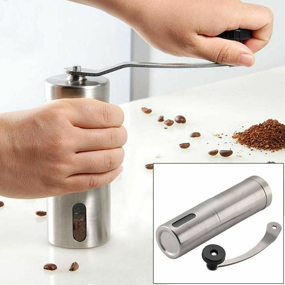 Home Portable Manual Coffee Grinder Stainless Steel with Ceramic Burr Bean Mill - Zambeel