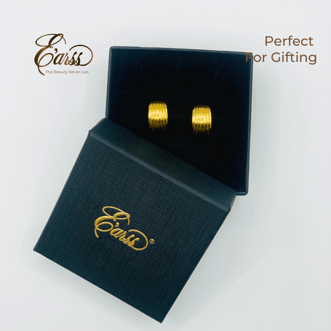 Hoop Line Gold Earring | Stainless Steel | 18K Gold Plated - Zambeel