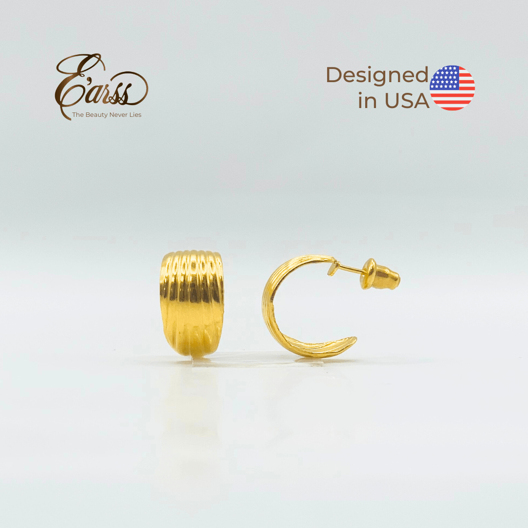 Hoop Line Gold Earring | Stainless Steel | 18K Gold Plated - Zambeel