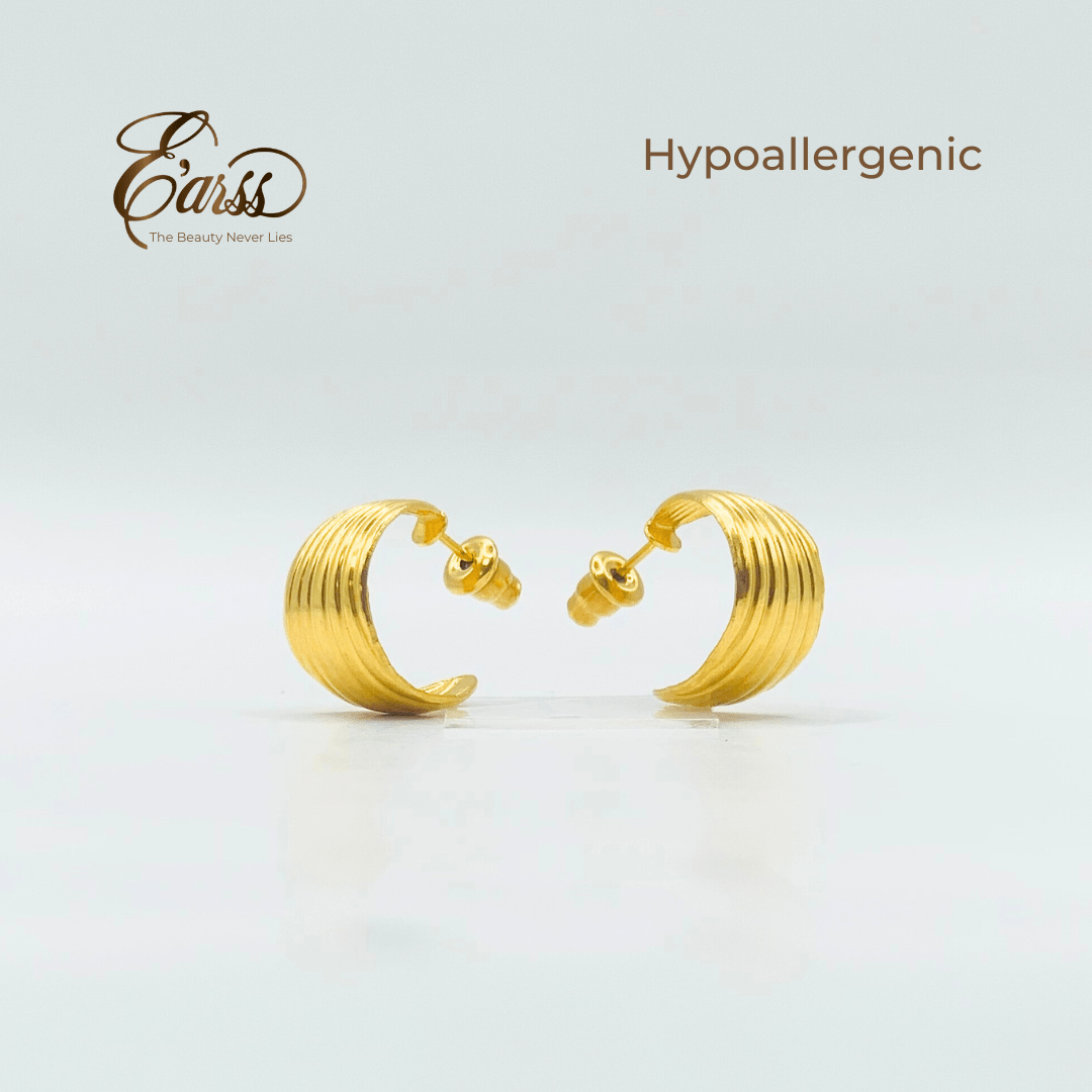 Hoop Line Gold Earring | Stainless Steel | 18K Gold Plated - Zambeel